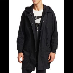 EUC Men’s Small Madison Supply 100% Cotton Oversized Hooded Parka Coat In Blackl